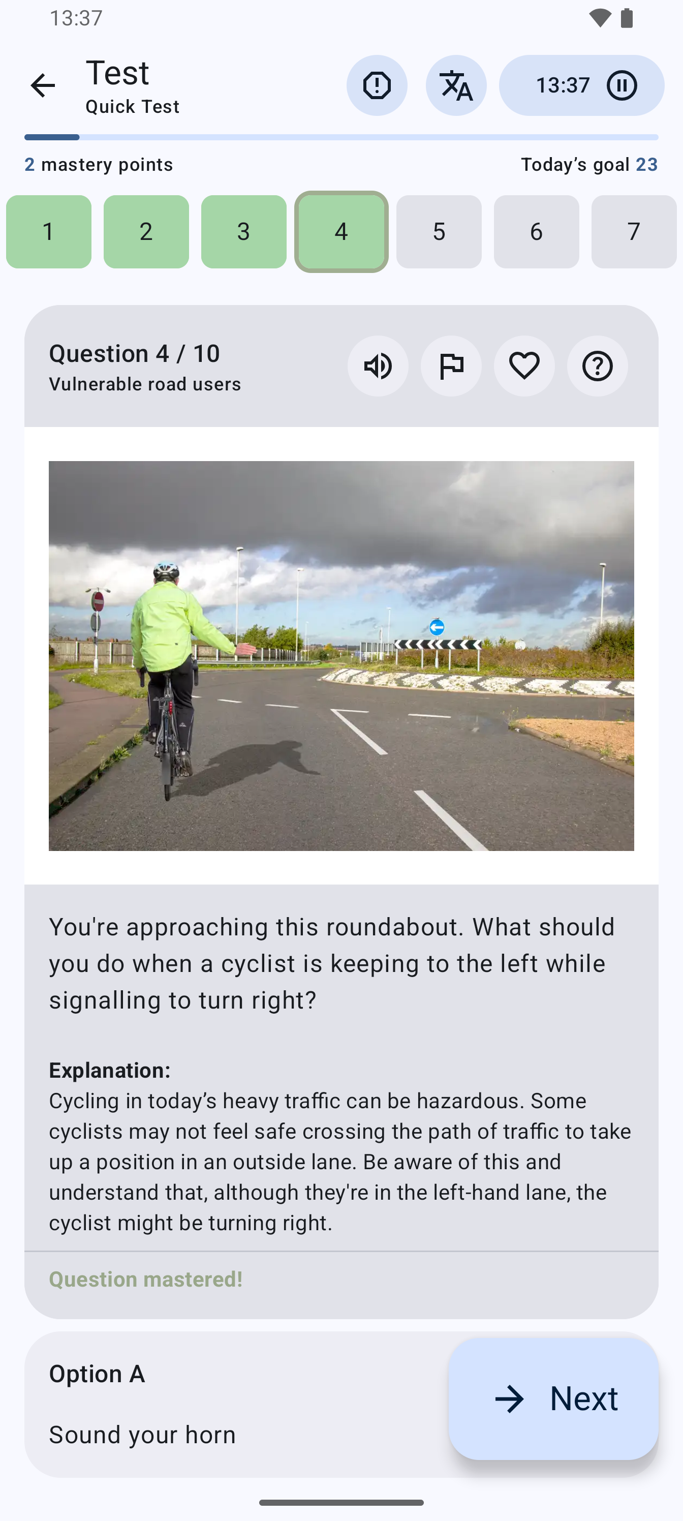 DVSA theory test practice question in the Driving Theory Test Kit UK app
