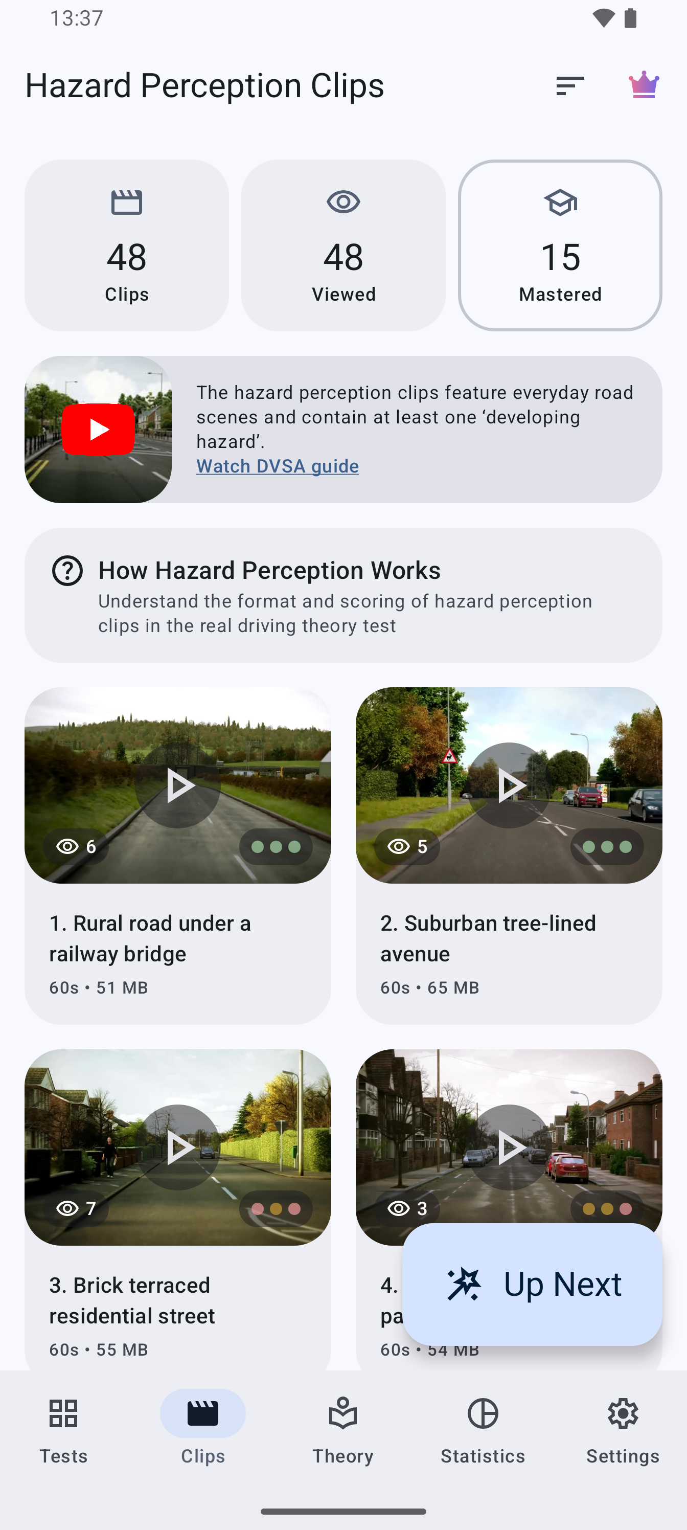 DVSA hazard perception clip practice in the app