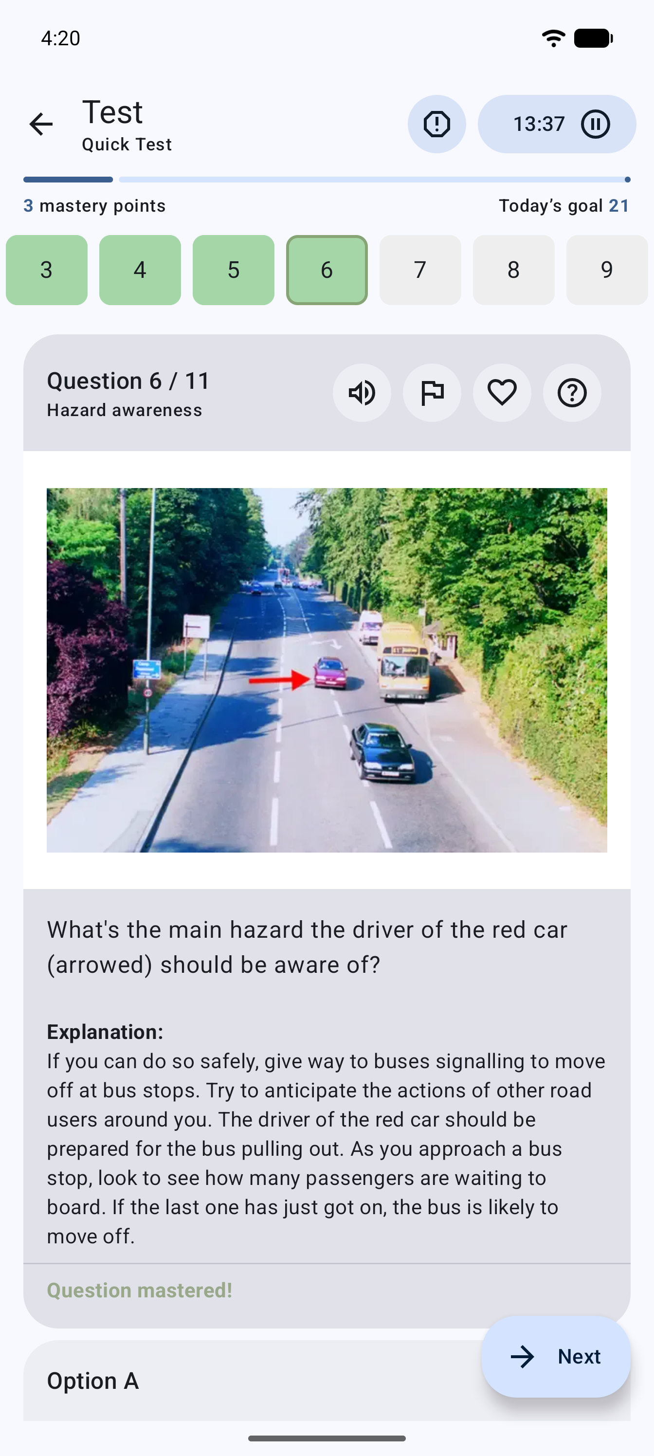 App screen: mock test question