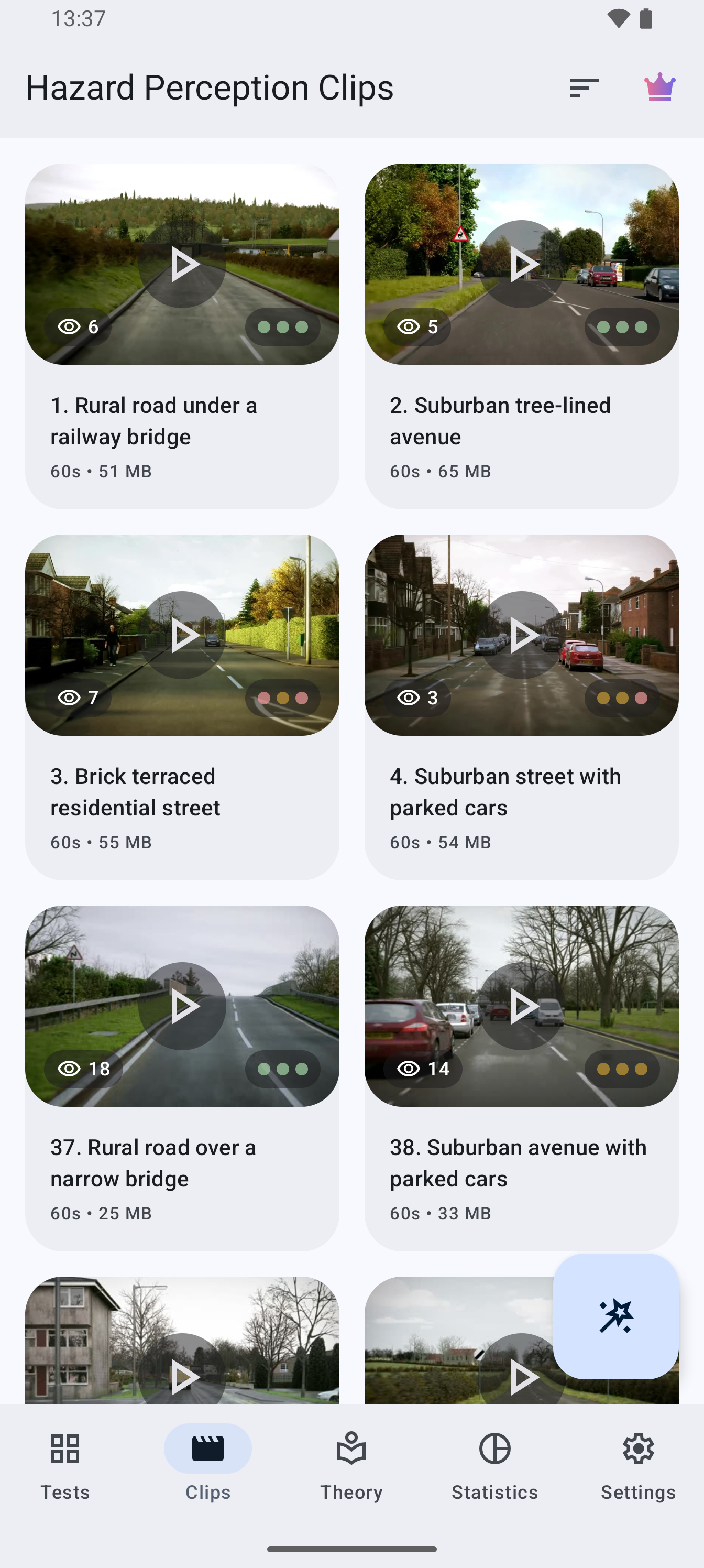 DVSA hazard perception clip library in the app