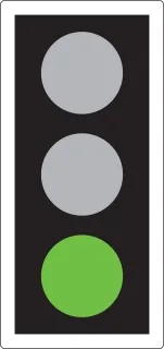 GREEN means you may go on if the way is clear. Take special care if you intend to turn left or right and give way to pedestrians who are crossing