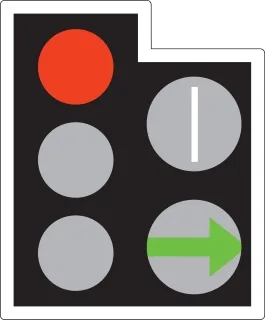 A GREEN ARROW may be provided in addition to the full green signal if movement in a certain direction is allowed before or after the full green phase. If the way  is clear you may go but only in the direction shown by  the arrow. You may do this whatever other lights may be showing. White light signals may be provided for trams