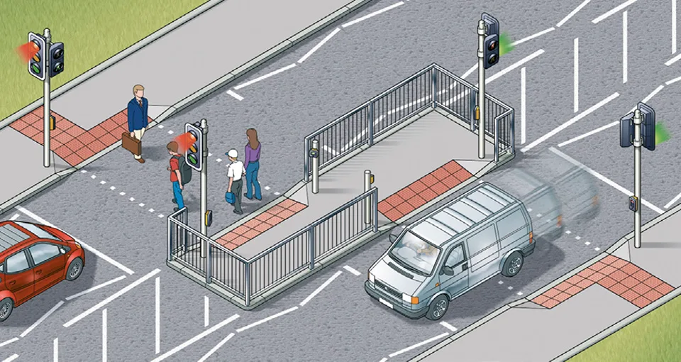 Rule 28: Staggered crossings (with an island in the middle) are two separate crossings
