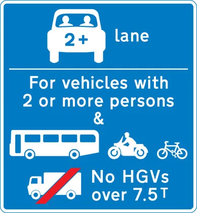 Vehicles permitted to use an HOV lane ahead