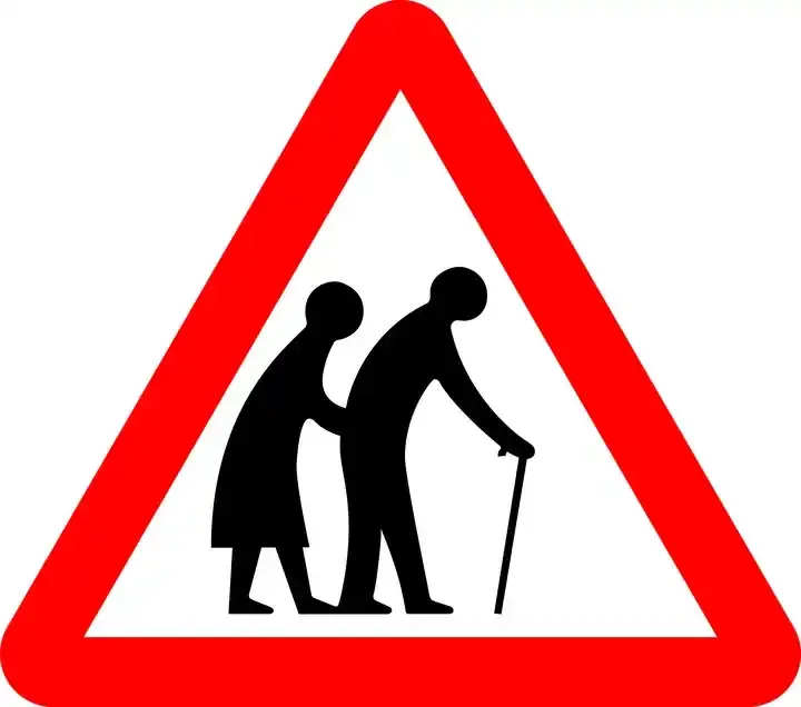 Illustration for the question: What would you do if you see older people crossing the road ahead?