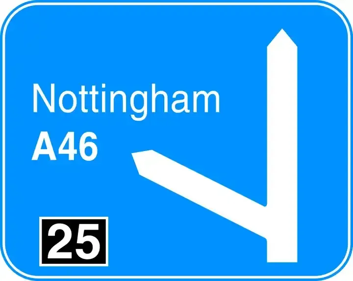 Illustration for the question: What does '25' mean on this motorway sign?