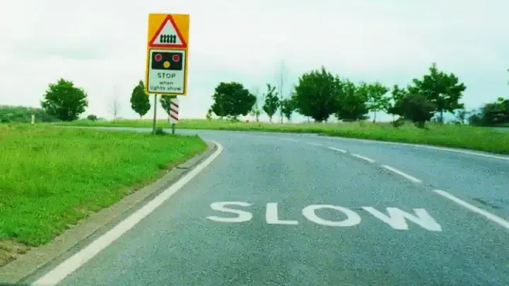 Illustration for the question: Why should you slow down as you approach this hazard?