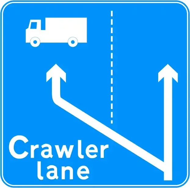 Illustration for the question: Where would you find a crawler lane on a motorway?
