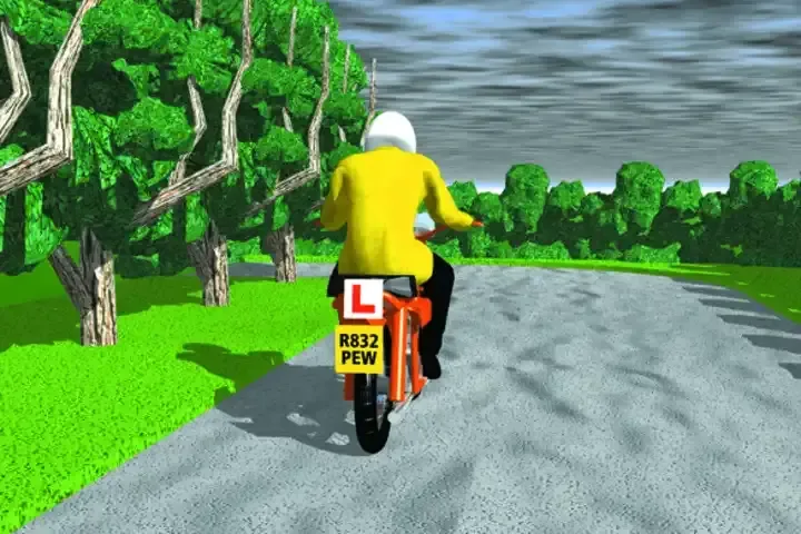 Illustration for the question: What should you do when you're following a scooter on a poor road surface?