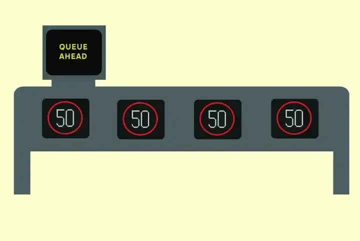 Illustration for the question: You see this sign on a motorway. Which lane can you use?