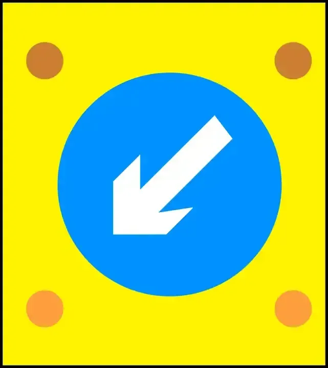 Illustration for the question: You're riding on a motorway. What should you do if there's a slow-moving vehicle ahead with this sign displayed?