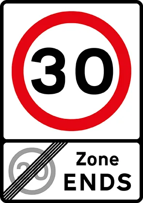 End of 20 mph zone