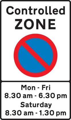 Entrance to controlled parking zone
