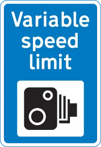 Variable speed limit with camera enforcement sign.