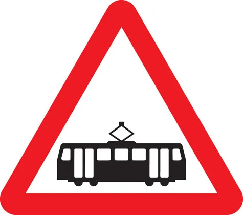 Trams crossing ahead
